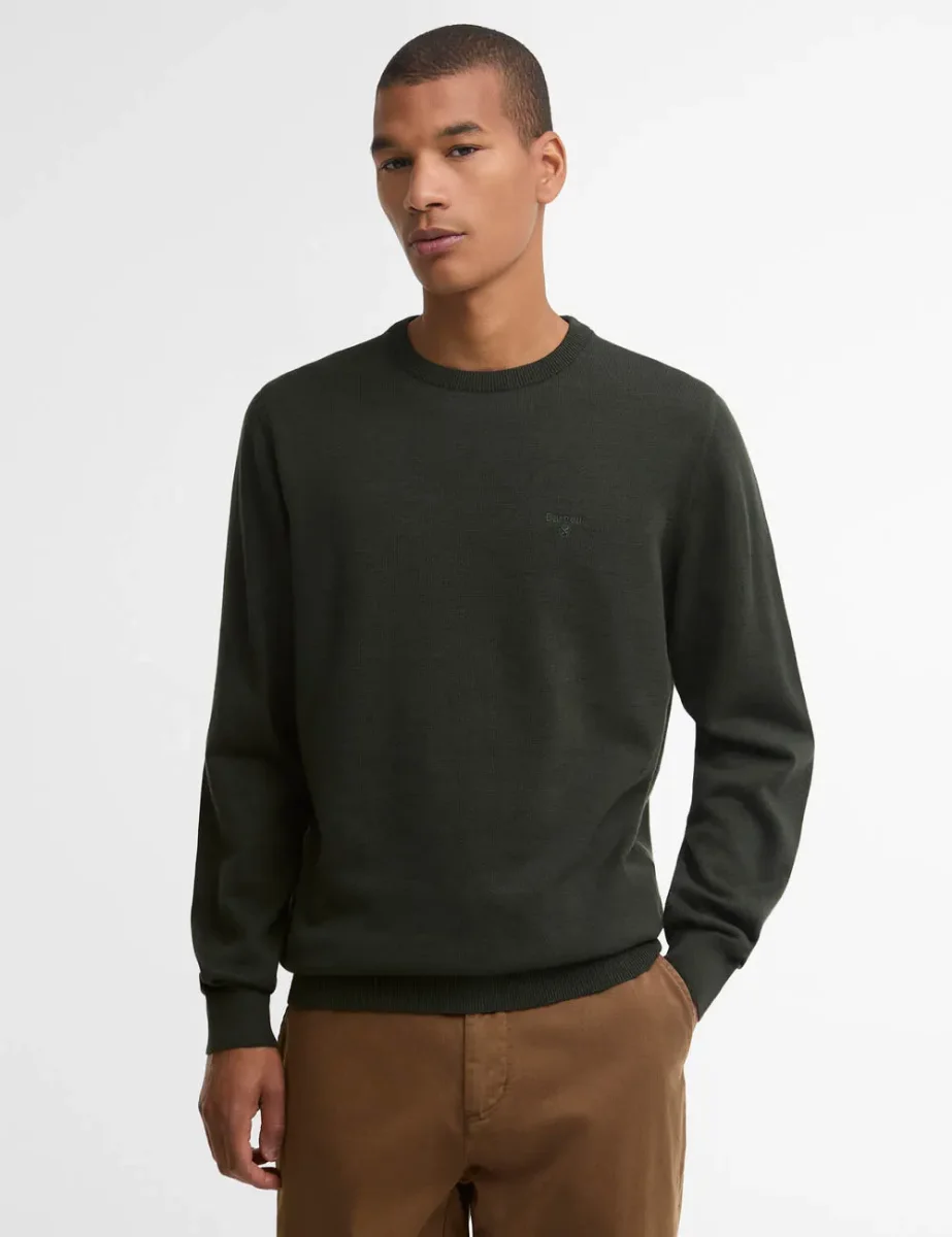 Barbour Pima Cotton Crew Neck Sweater | Sage