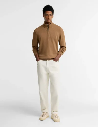 Barbour Cotton Half Zip Knitted Jumper | Sand