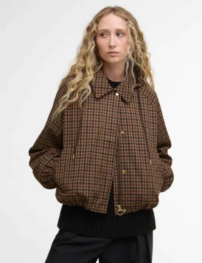 Barbour Womens Audrey Showerproof Jacket | Vicuna Gingham Check