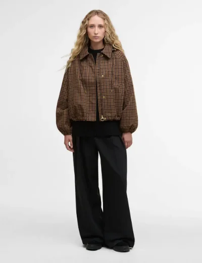 Barbour Womens Audrey Showerproof Jacket | Vicuna Gingham Check