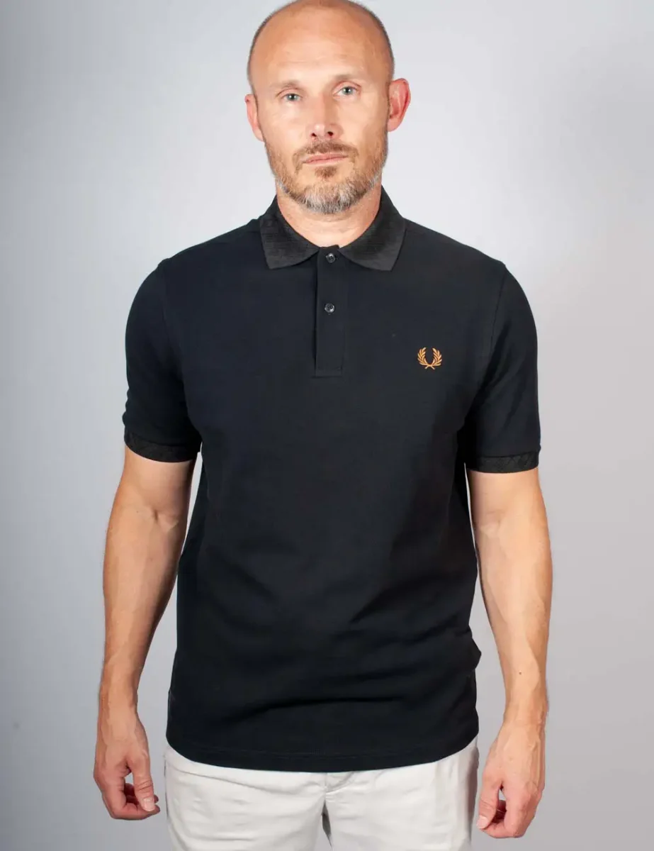 Picture of Fred Perry Mens Jacquard Trim Polo Shirt | Black