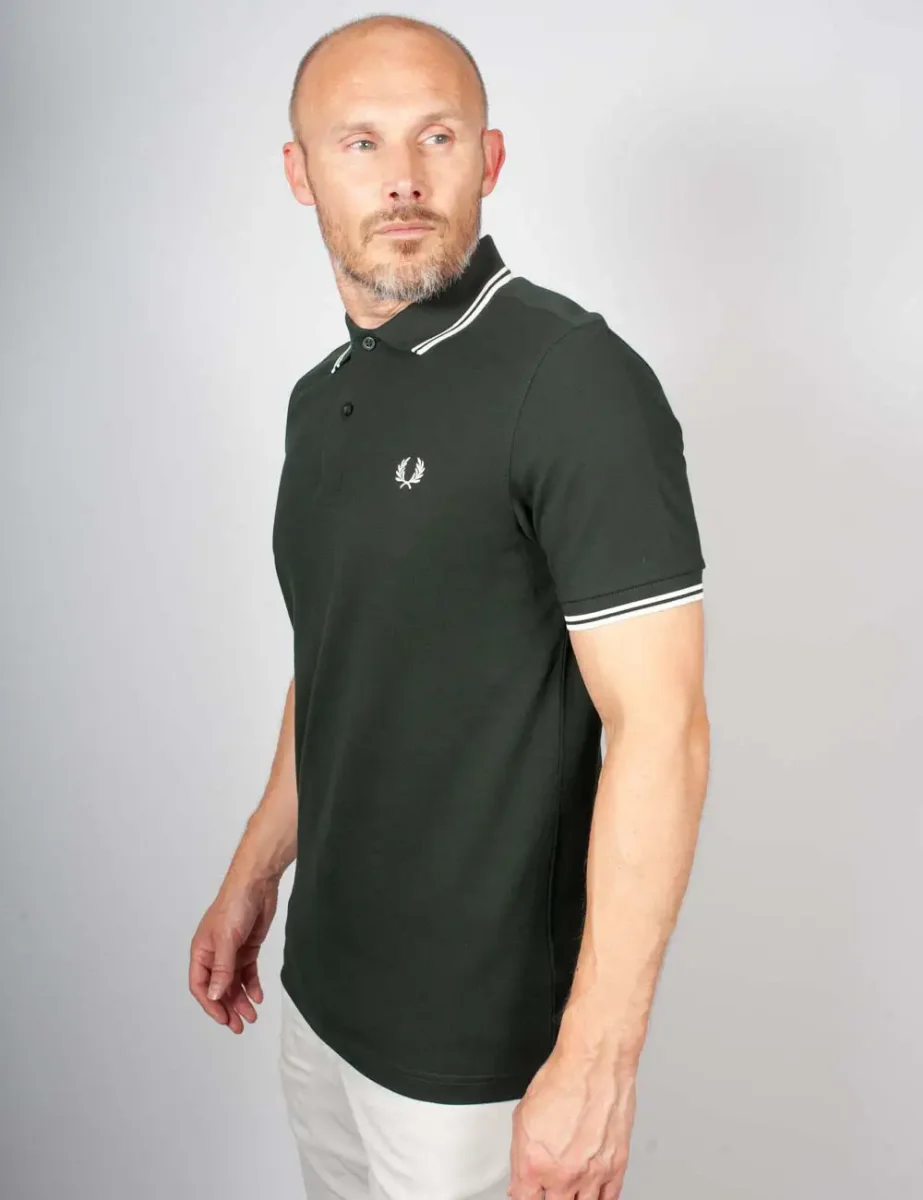 Picture of Fred Perry Mens Twin Tipped Polo Shirt | Night Green