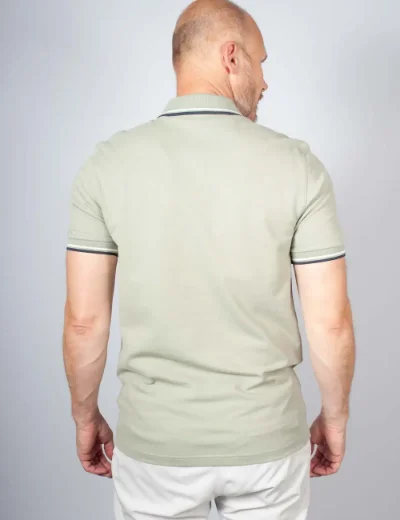Picture of Fred Perry Mens Twin Tipped Polo Shirt | Seagrass / Ecru / Dark Airforce