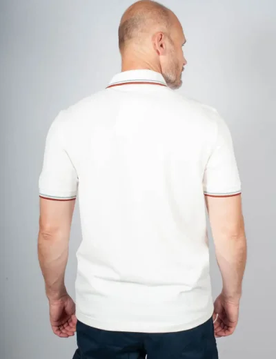 Picture of Fred Perry Mens Twin Tipped Polo | Snow White / Blue / Brandy