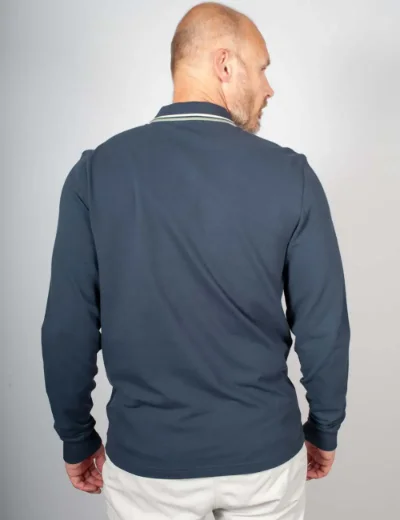 Picture of Fred Perry Long Sleeve Twin Tipped Polo | Dark Airforce/ Ecru / Seagrass