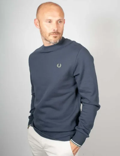 Picture of Fred Perry Mens Crew Neck Sweater | Dark Airforce