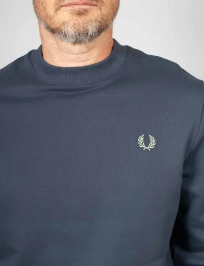 Picture of Fred Perry Mens Crew Neck Sweater | Dark Airforce