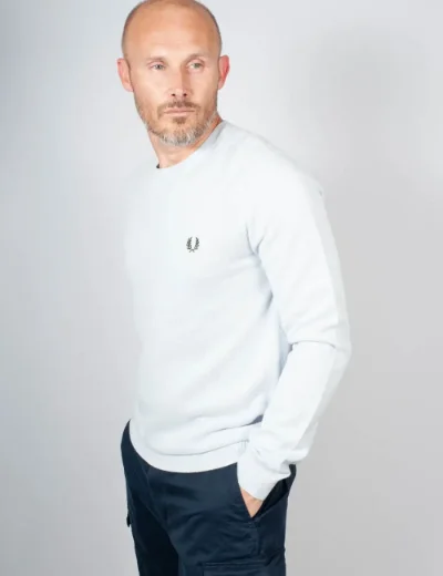 Picture of Fred Perry Mens Pique Stitch Jumper | Dusky Blue