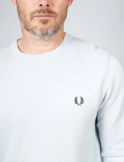 Picture of Fred Perry Mens Pique Stitch Jumper | Dusky Blue