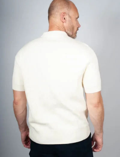Picture of Fred Perry Mens Pointelle Knitted Polo Shirt | Ecru