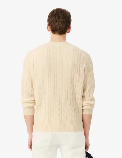 Lacoste Wool Knit Crew Neck Jumper | Ecru White