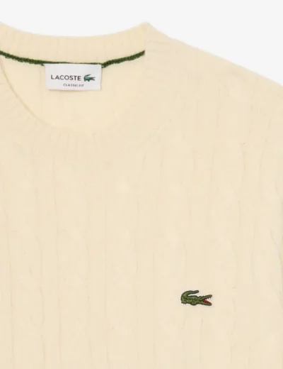 Lacoste Wool Knit Crew Neck Jumper | Ecru White