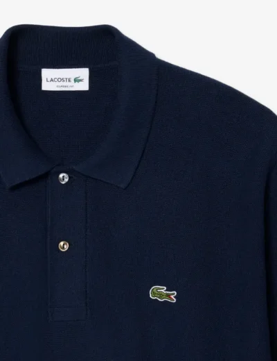 Lacoste Mens Classic Fit Long Sleeve Knitted Polo | Midnight Blue