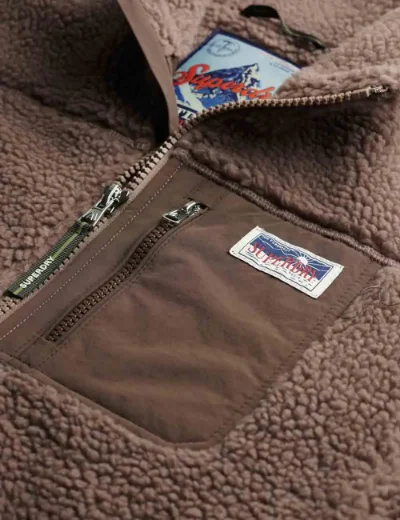 Superdry Heritage Zip Through Fleece | Dark Taupe