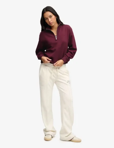 Picture of Superdry Womens Signature Embroidered Half Zip Sweater | Port Red