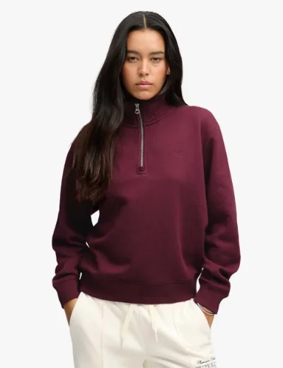 Picture of Superdry Womens Signature Embroidered Half Zip Sweater | Port Red