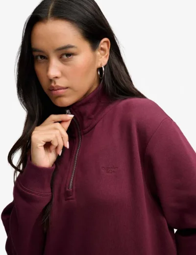 Picture of Superdry Womens Signature Embroidered Half Zip Sweater | Port Red