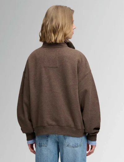 Picture of Superdry Womens Country Club Half Zip Sweatshirt | Brown Marl