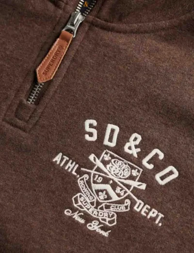 Picture of Superdry Womens Country Club Half Zip Sweatshirt | Brown Marl