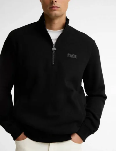 Picture of Barbour International Essential Half Zip Sweatshirt | Black