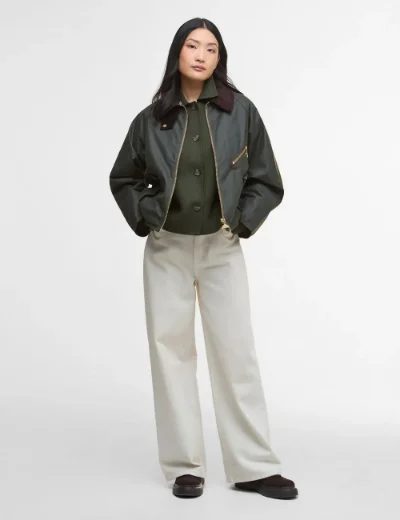 Picture of Barbour Womens Arlene Waxed Jacket | Fern / Ancient Tartan