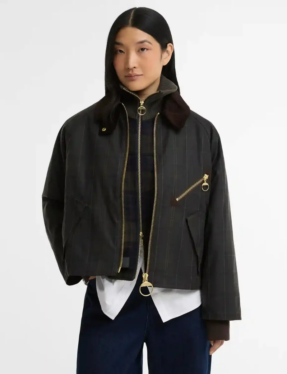 Barbour Womens Arlene Checked Wax Jacket | Classic Shadow Tartan