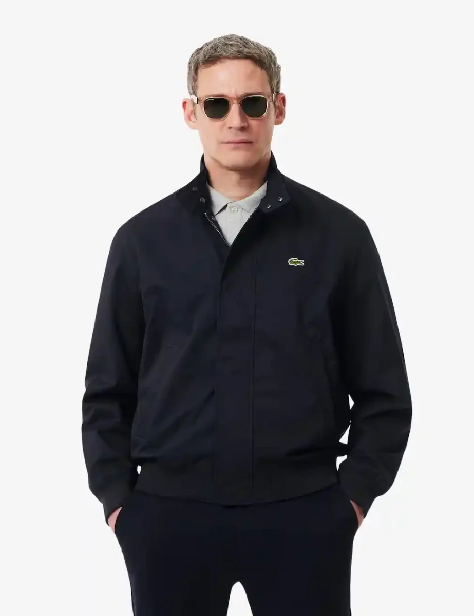 Lacoste Mens Water-Repellent Twill Harrington Jacket / Navy