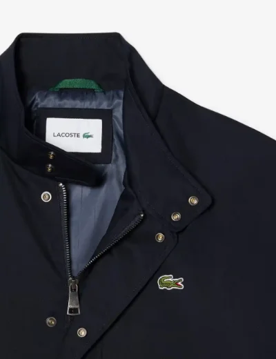 Lacoste Mens Water-Repellent Twill Harrington Jacket / Navy