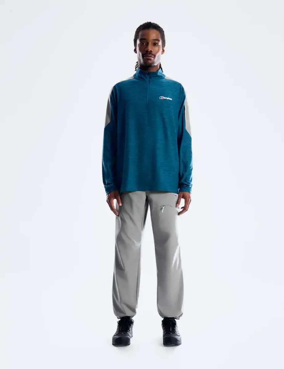 Berghaus Farndale Long Sleeve Half Zip Tech Tee | Polar / Blue Abyss
