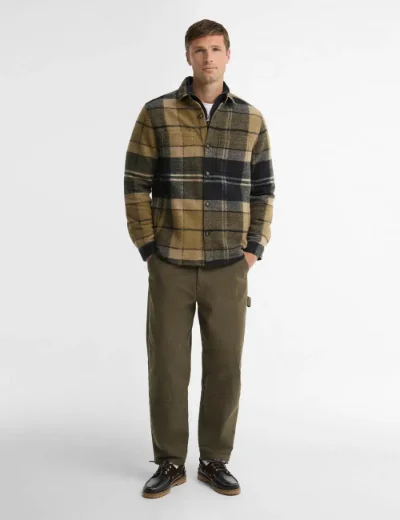 Barbour Mens Woodlane Brushed Overshirt | Birch Dress Tartan