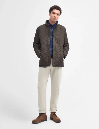 Barbour Mens Powell Quilted Jacket | Olive