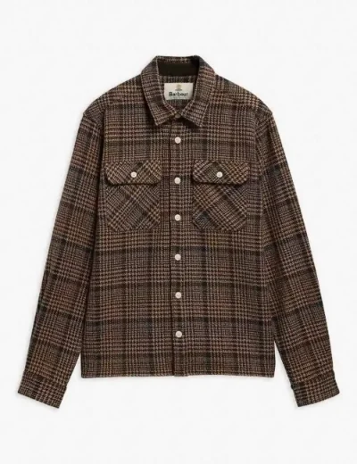 Barbour Millom Relaxed Houndstooth Shirt | Olive