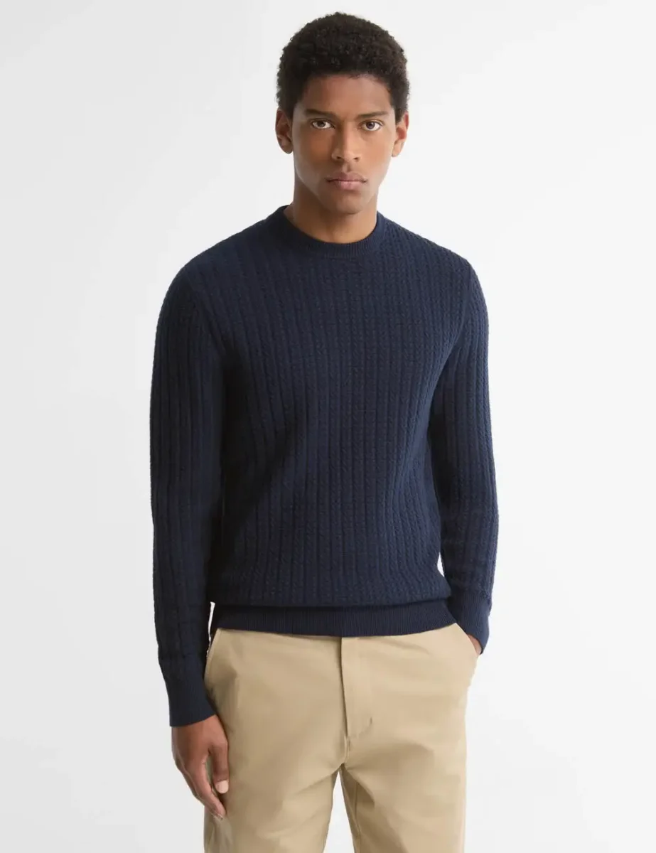 Barbour Herringbone Crew Neck Jumper | Navy