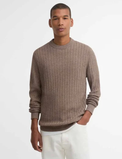 Barbour Herringbone Crew Neck Jumper | Stone