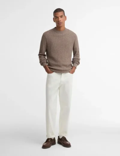 Barbour Herringbone Crew Neck Jumper | Stone