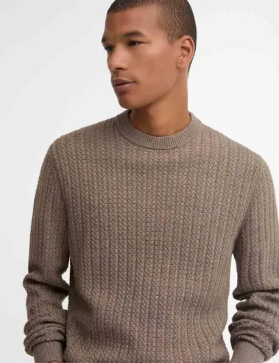 Barbour Herringbone Crew Neck Jumper | Stone