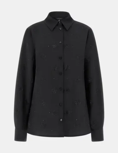 Guess Long Sleeve Flore 4G Logo Shirt | Black