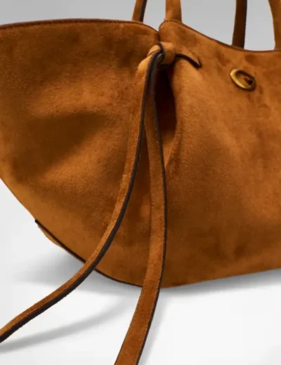 Guess Womens Allegra Faux Suede Handbag | Tan