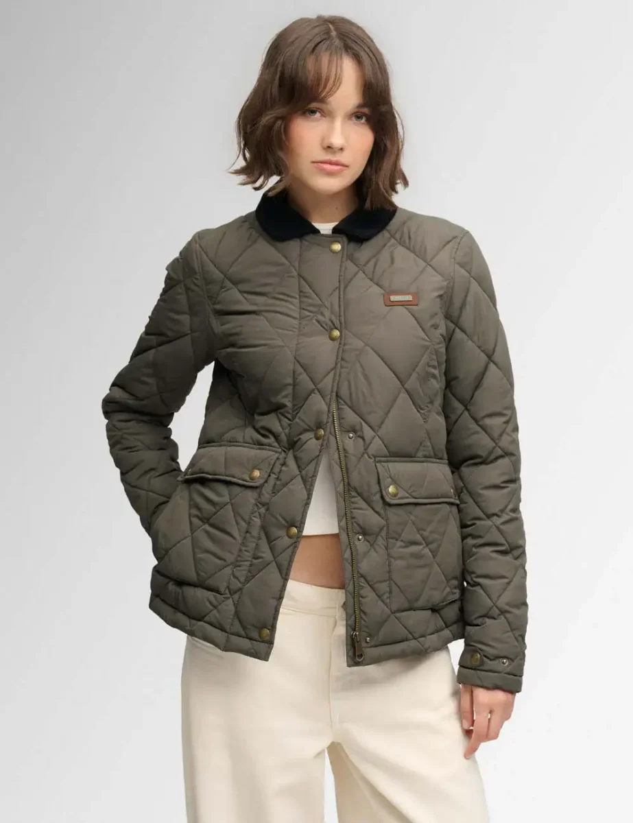 Superdry Womens Cord Trimmed Liner Jacket | Khaki