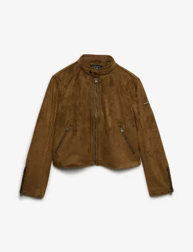 Superdry Womens Moto Faux Leather Jacket | Antique Bronze