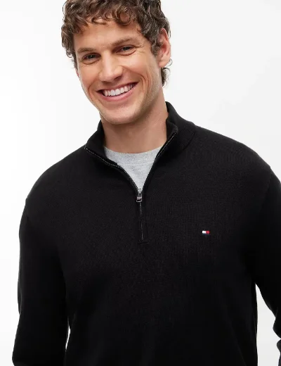 Tommy Hilfiger Quarter-Zip Mock Neck Jumper | Black