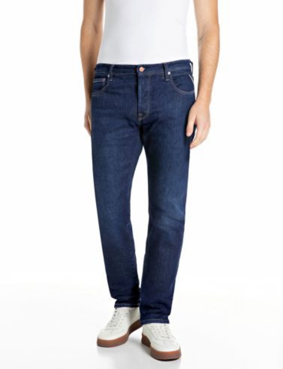 Picture of Replay Mens Aideen Straight-Fit Jean / Dark Blue Wash