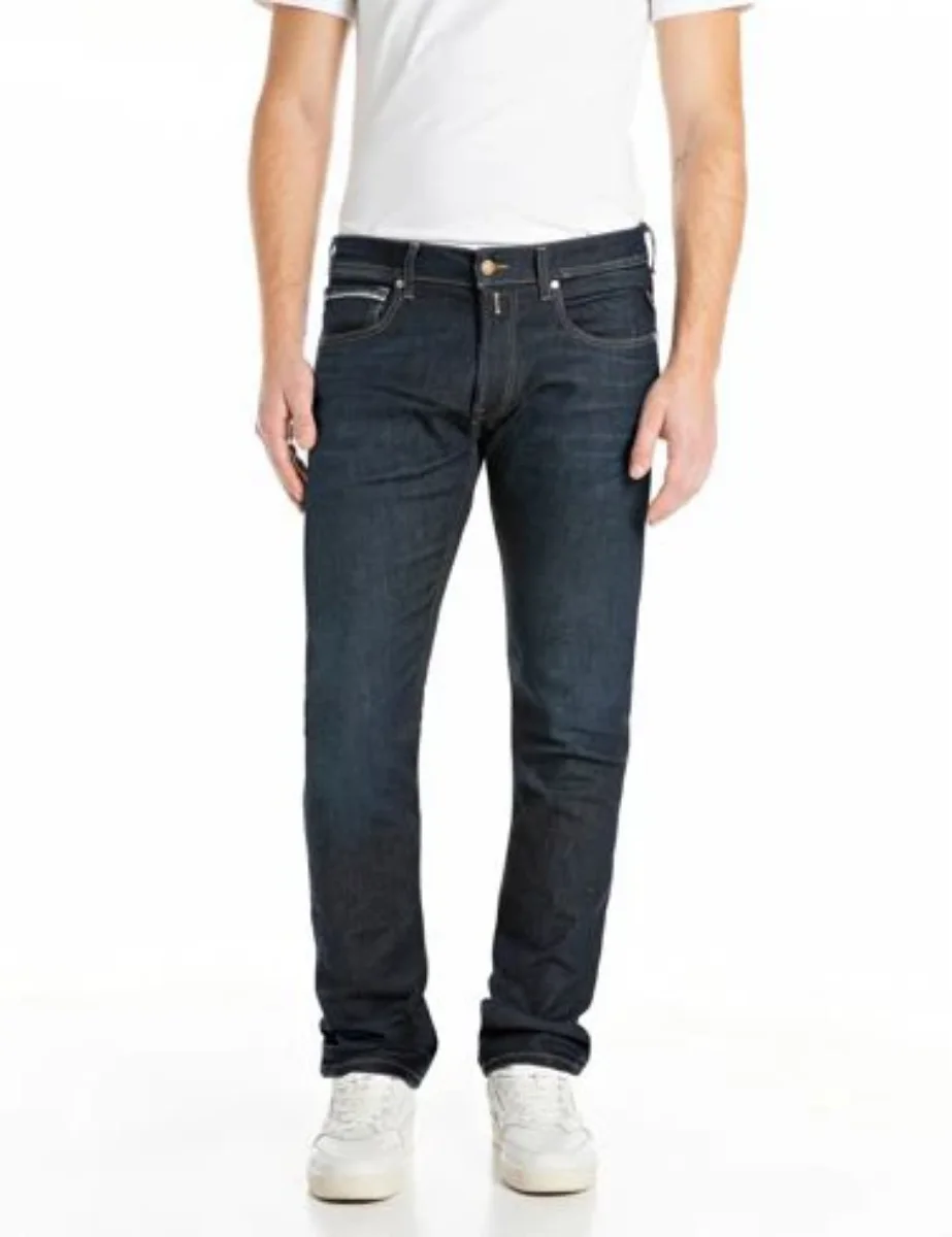 Picture of Replay Mens Grover DNA Straight-Fit Jean | Dark Blue
