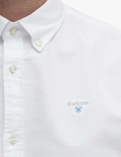 Babrour Mens Oxford Long Sleeve Shirt | White