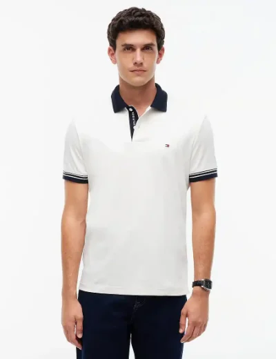 Tommy Hilfiger Interlock Placket Detail Regular Fit Polo | Ivory Petal
