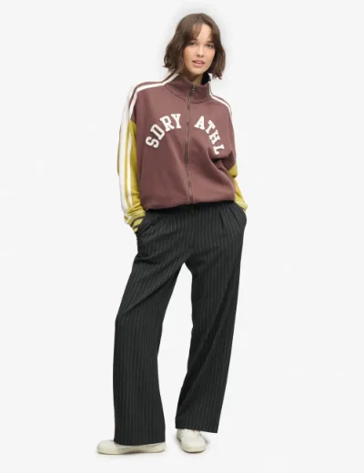 Superdry Womens Mid Rise Pinstripe Trouser / Charcoal 