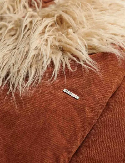 Picture of Superdry Womens Long Afghan Coat / Rustic Chestnut Brown