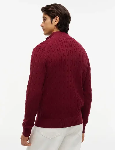 Tommy Hilfiger Cable Knit Quarter-Zip Jumper | Burgundy