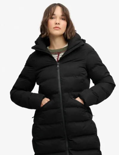 Superdry City longline Microfibre Jacket | Black