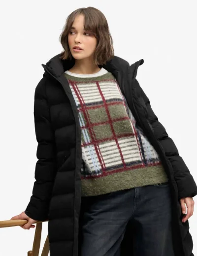 Superdry City longline Microfibre Jacket | Black
